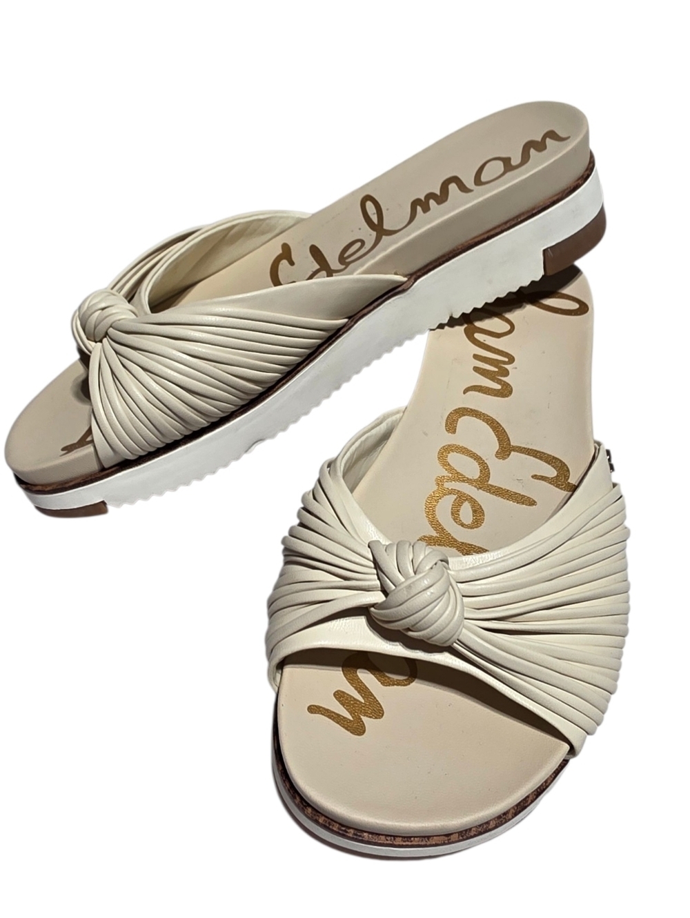 SAM EDELMAN ADRIEL KNOTTED PLATFORM SANDALS CREAM SZ 7.5 - Picture 2 of 12